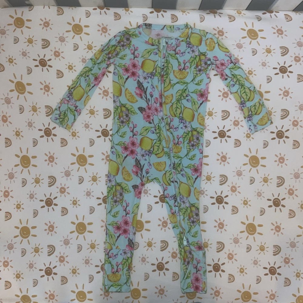 Muse Threads Lemon Sakura Zip Convertible Footie